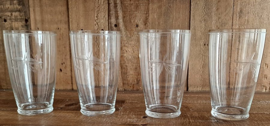 4 st stora Kosta Boda grogglas ölglas vintage retro kristallglas