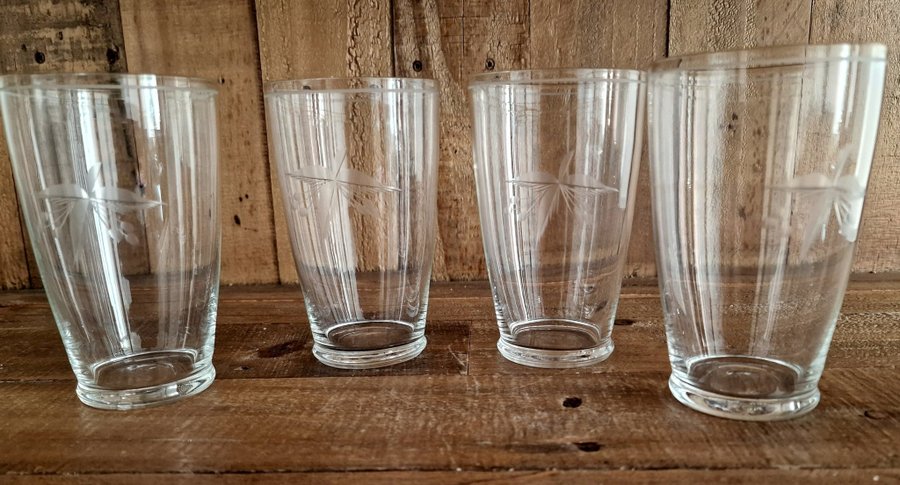 4 st stora Kosta Boda grogglas ölglas vintage retro kristallglas