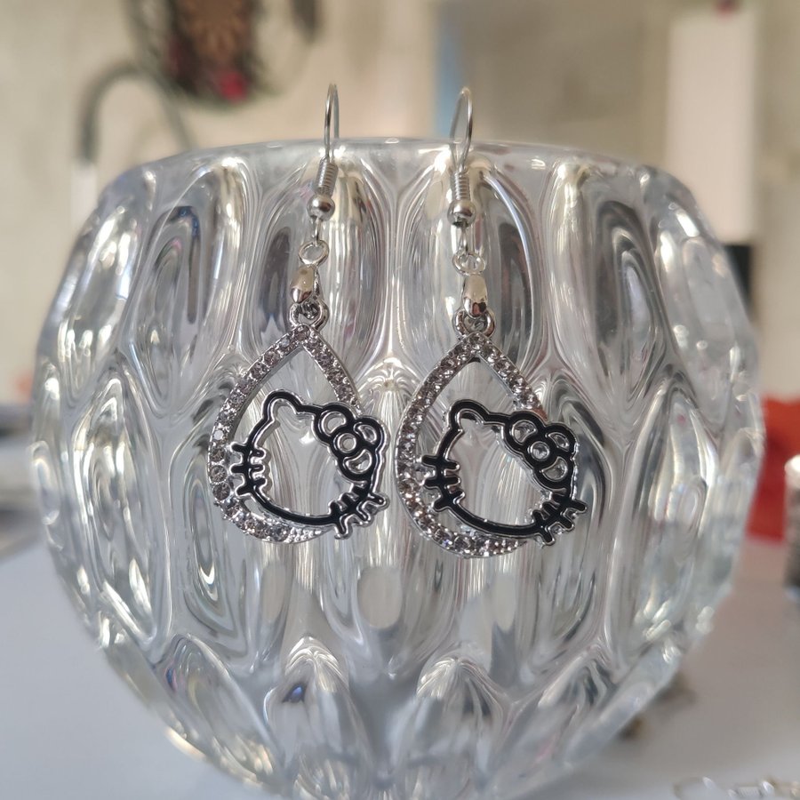 örhängen hello Kitty strass silver