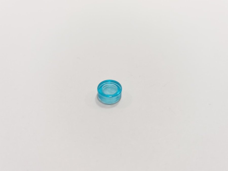 Lego - transparent - tile - rund - 1x1 - part 98138 - blå (trans light blue)