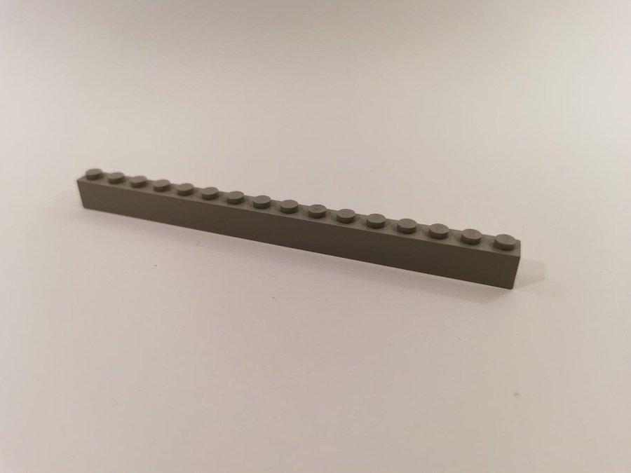 Lego - bit - bas - 1x16 - brick - part 2465 - ljusgrå (old light gray)