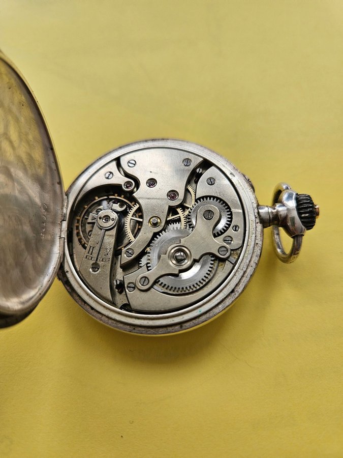 Antique Russian Silver Pocket Watch with silver chain