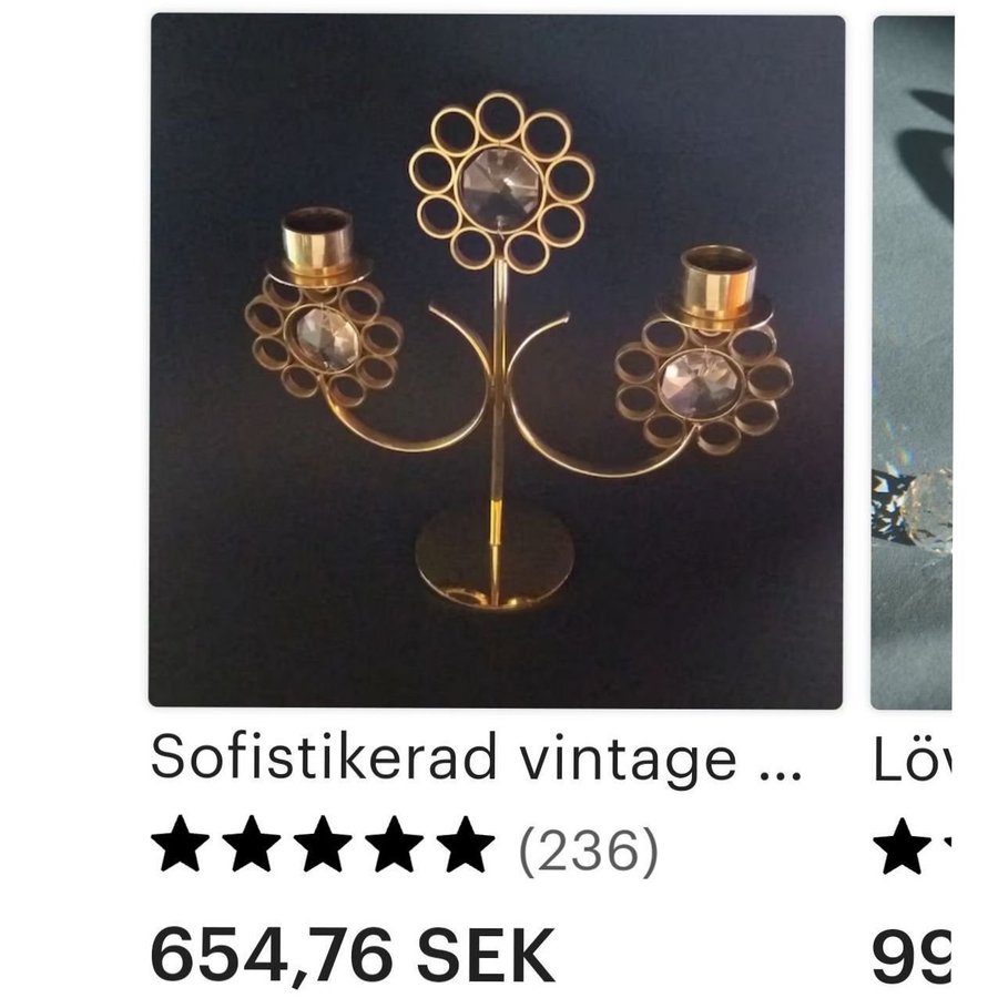 Ljusstake med kristaller