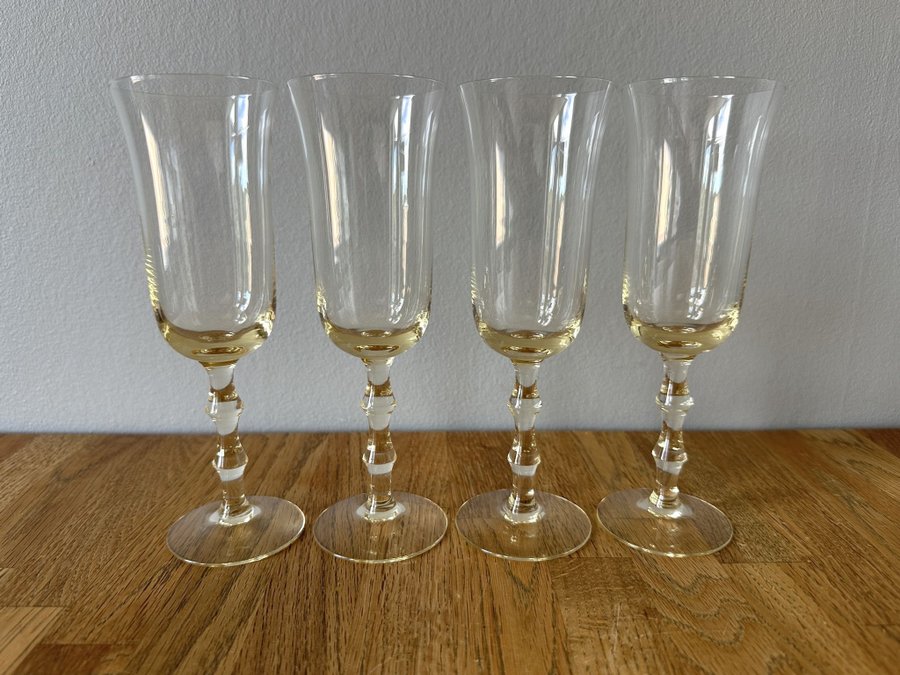 4 st Champagne glas Salut design Simon Gate Orrefors Bärnstensfärgade