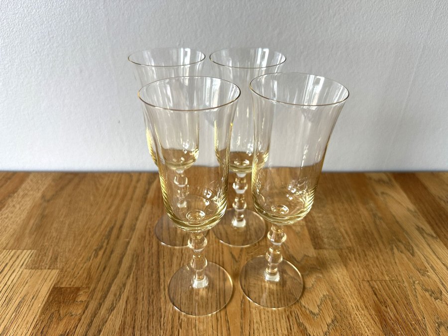 4 st Champagne glas Salut design Simon Gate Orrefors Bärnstensfärgade