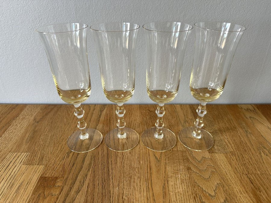 4 st Champagne glas Salut design Simon Gate Orrefors Bärnstensfärgade