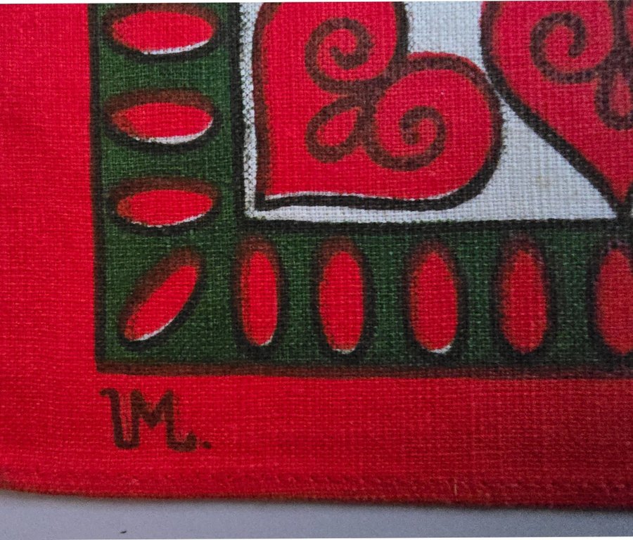 Oanvänd Tryckt Julduk designad av UML på 1960-talet 35×35 cm