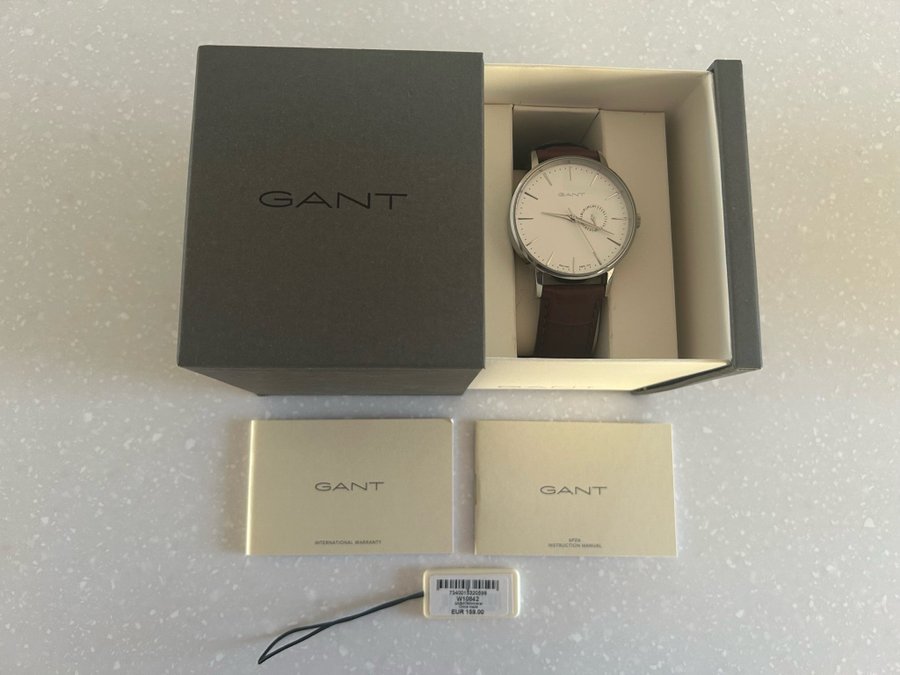 GANT - Herrarmbandsur med brunt läderband - W10842 - 42 mm!