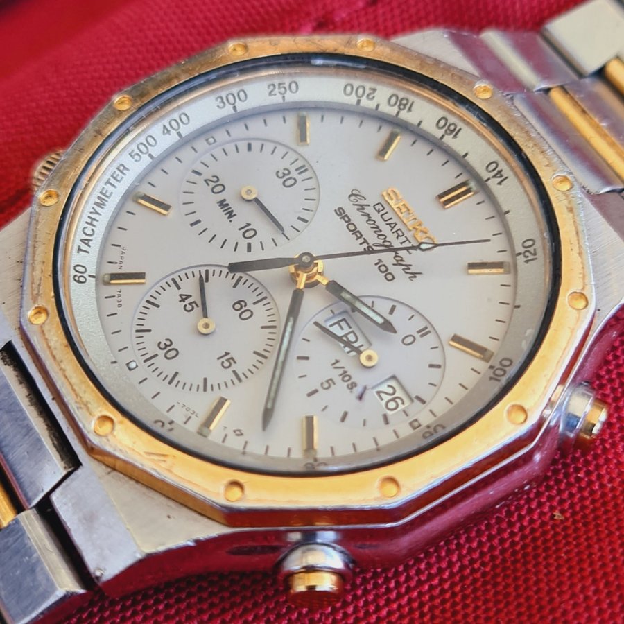 Seiko Chronograph Sports 100 Herrur Day Date