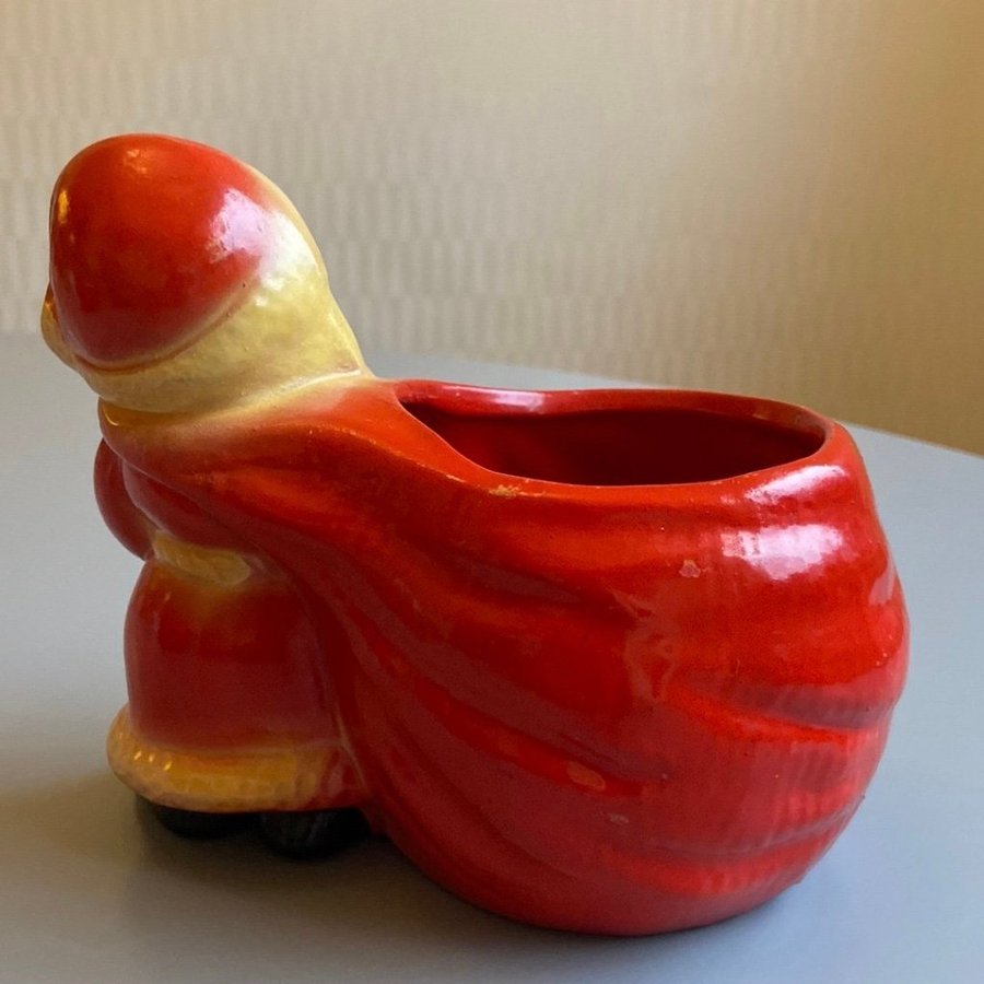 Äldre kruka ytterfoder skål tomte jultomte retro vintage