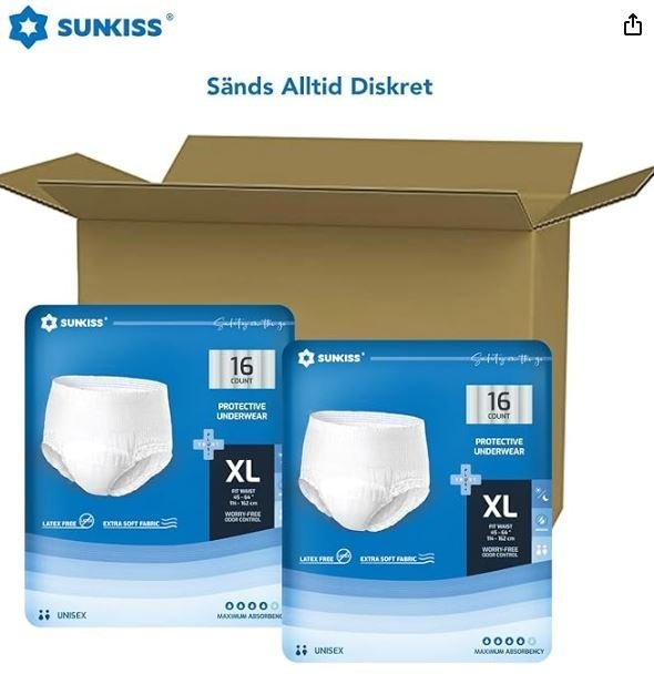 SUNKISS TrustPlus Inkontinensunderkläder för män och kvinnor XL, 64 stycken,