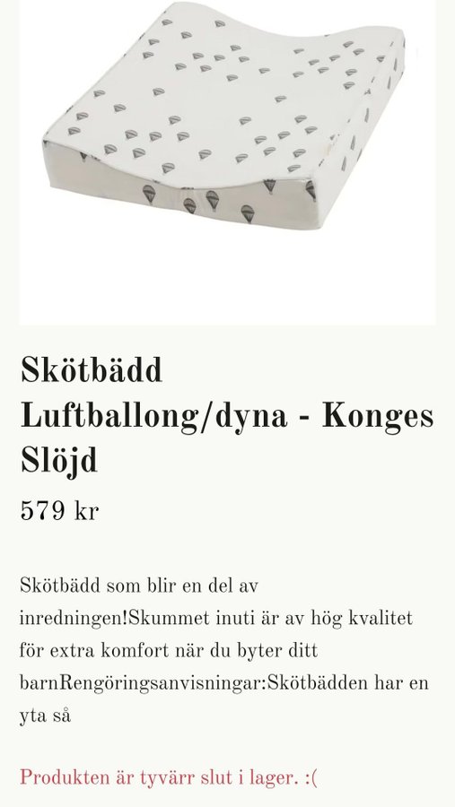 Skötbädd Luftballong/dyna - Konges Slöjd