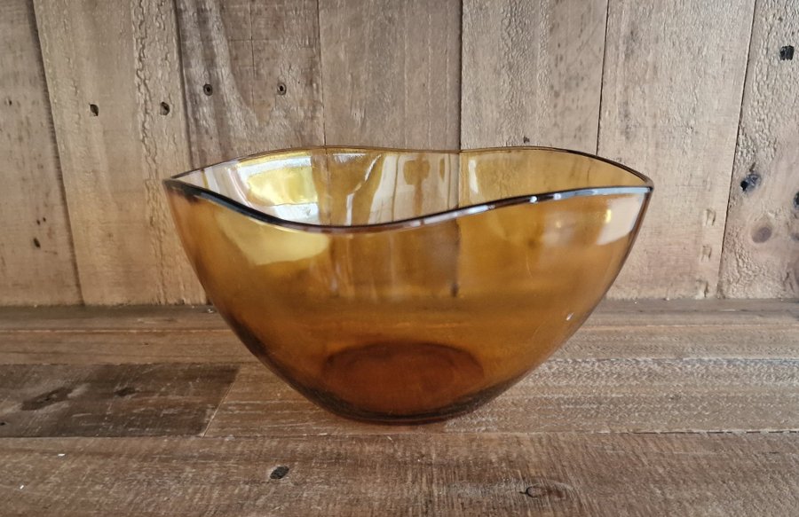 Glas skål vereco stor skål i terro vintage färg h 115 cm diam 21 cm