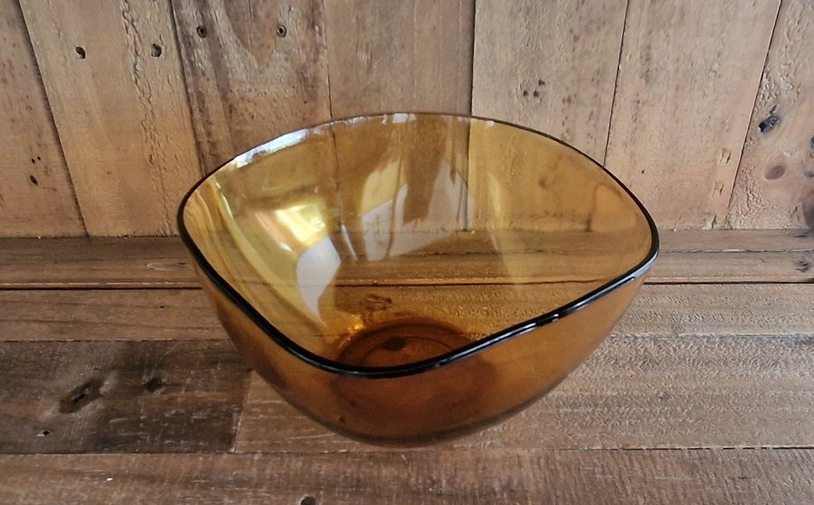 Glas skål vereco stor skål i terro vintage färg h 115 cm diam 21 cm