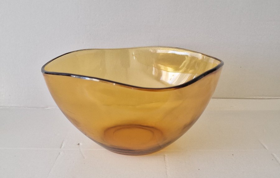 Glas skål vereco stor skål i terro vintage färg h 115 cm diam 21 cm