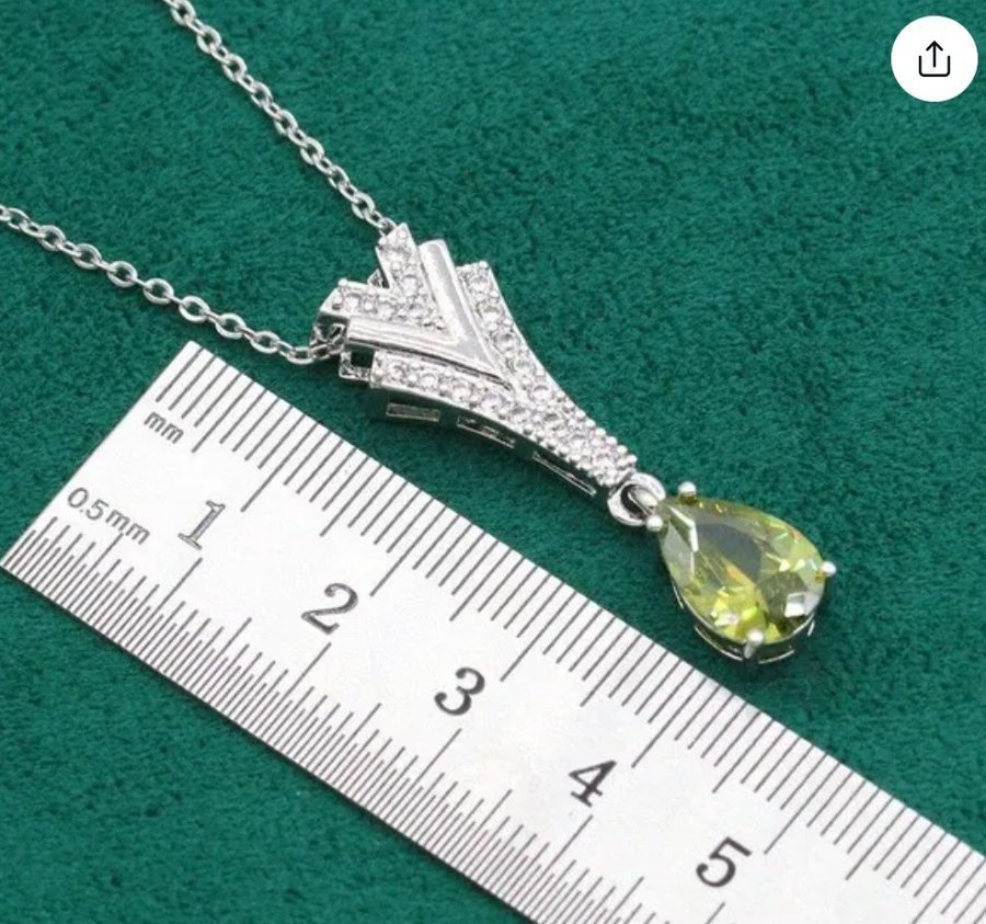 peridot imitation hänge plus kedja silverpläterade