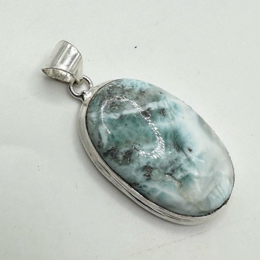 Silver hänge till halsband med Larimar Sten, Ädelsten. 925 Silver.