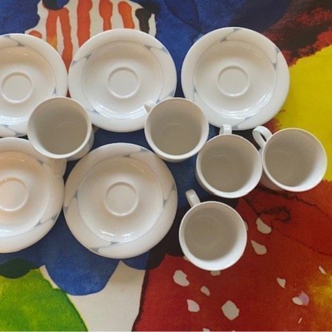 Arabia Arctica Regina 5 set med kaffekopp, assiette Inkeri Leivo 1987-1988