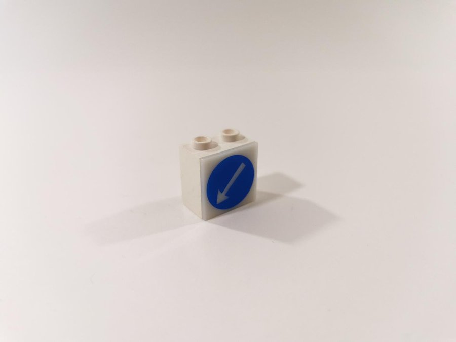 Lego - tryck - bit för belysning - 1x1/8x2x1 2/3 - part 2383 - vägmärke