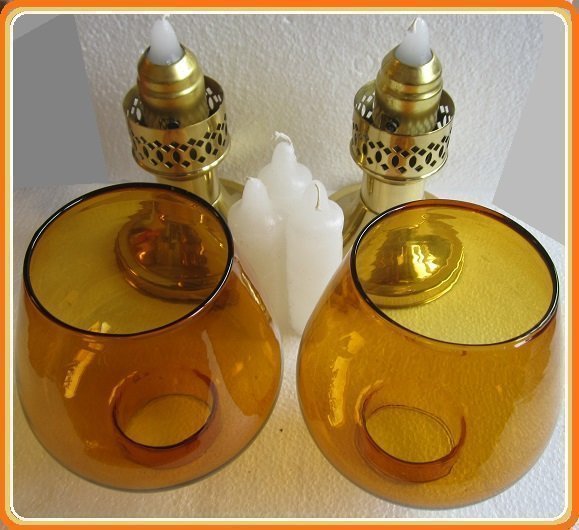 TWO(2) MACON "DIVI"(CONSTANT FLAME) CANDLE LAMPS EIGHT(5) ORIGINAL CANDLES