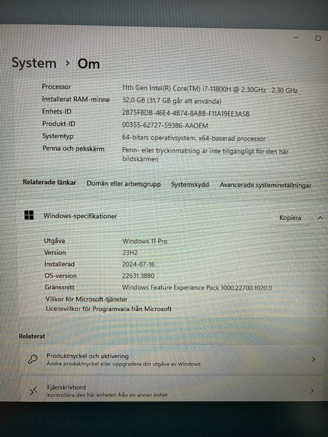 Dell Precision 3561 Intel i7 2,3GHz 32GB RAM