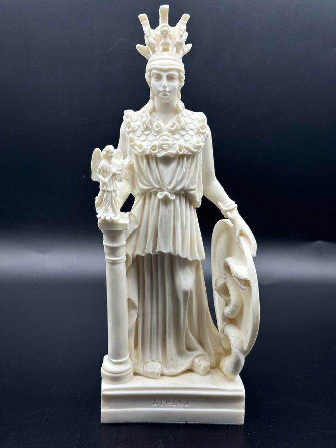 Fantastisk vintage staty i alabaster Athena med många detaljer figurin skulptur