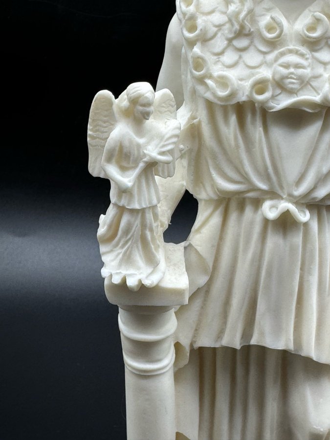 Fantastisk vintage staty i alabaster Athena med många detaljer figurin skulptur