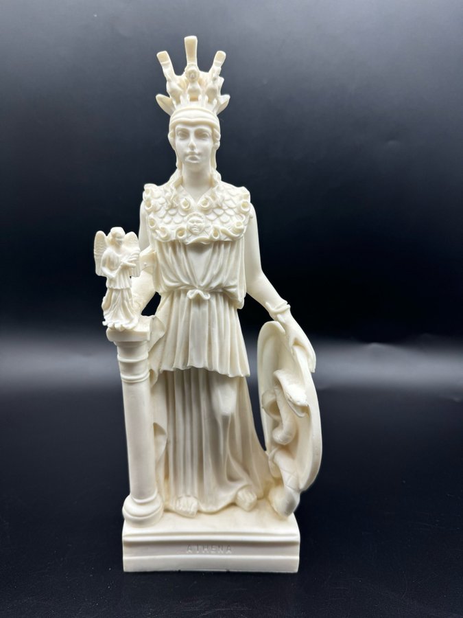 Fantastisk vintage staty i alabaster Athena med många detaljer figurin skulptur