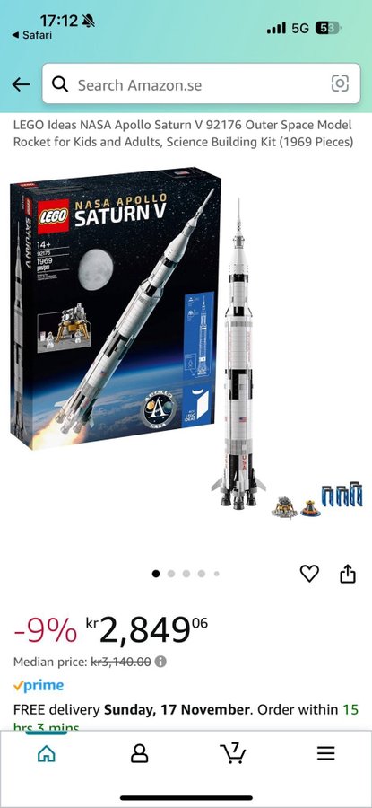 LEGO Ideas NASA Apollo Saturn V 21309 OÖPPNAD!