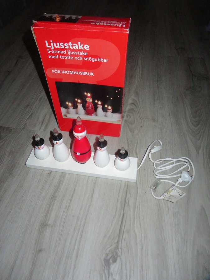 Ljusstake Advent 5-armad med tomte och snögubbar söt! ovanlig NYTT original-fp