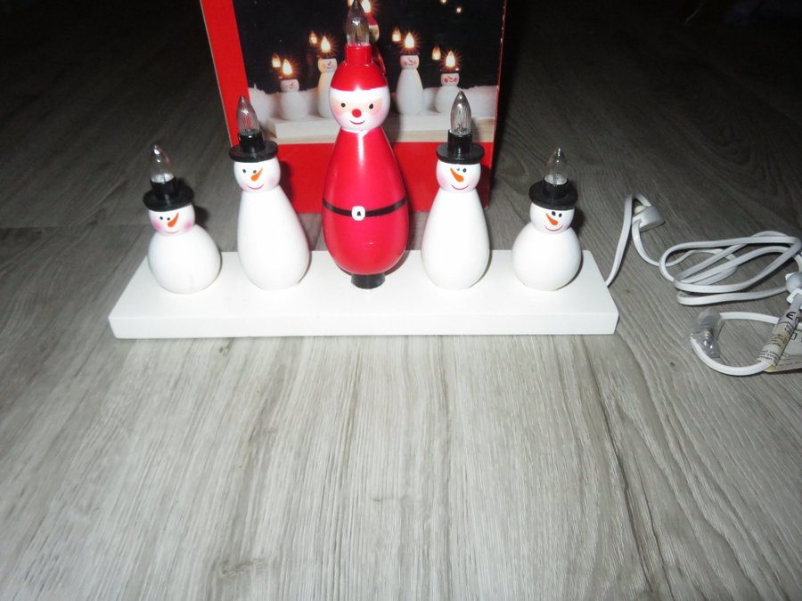 Ljusstake Advent 5-armad med tomte och snögubbar söt! ovanlig NYTT original-fp