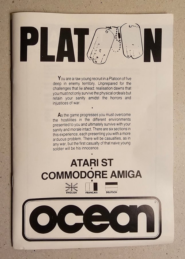 Platoon (Amiga/Atari) - Enbart låda och manual