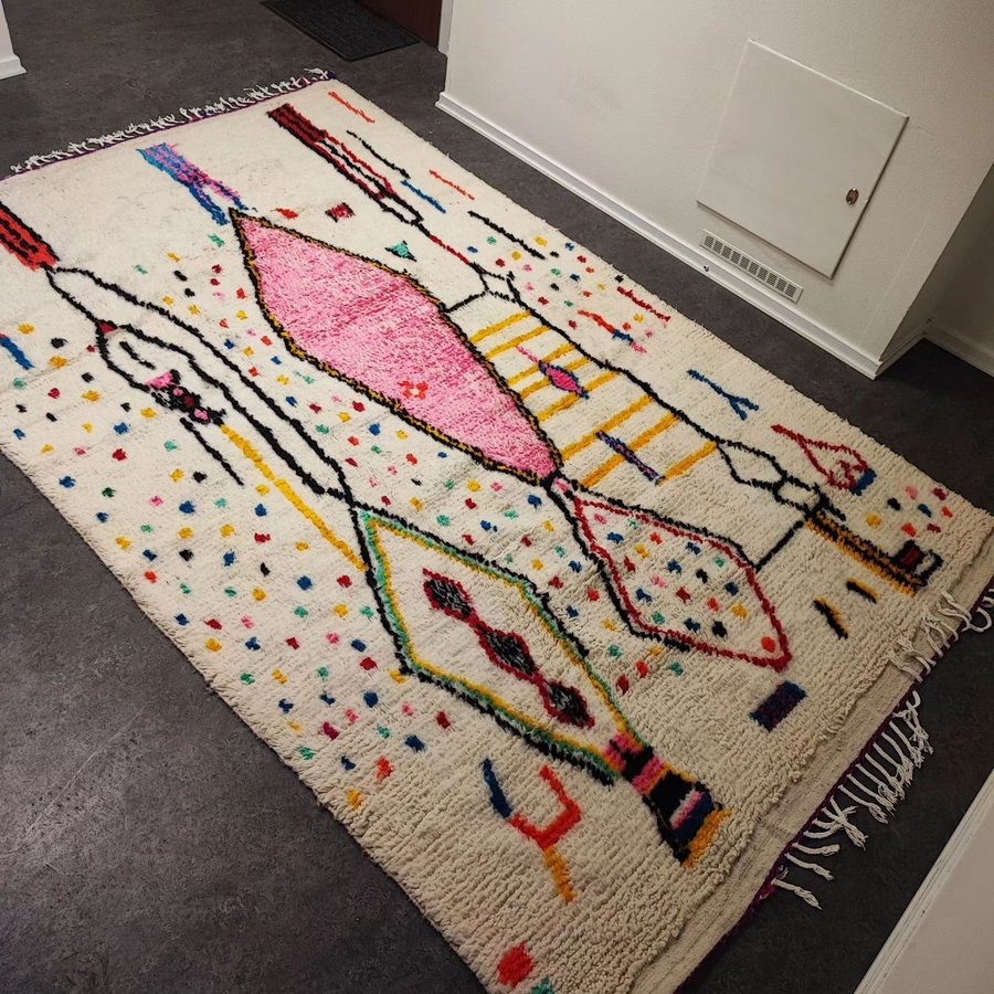 Unik äkta ull Berber matta 200×300 cm