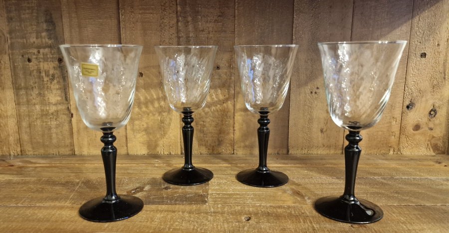 4 Vinglas rödvinglas Luminarc France Black svarta Onyx retro vintage