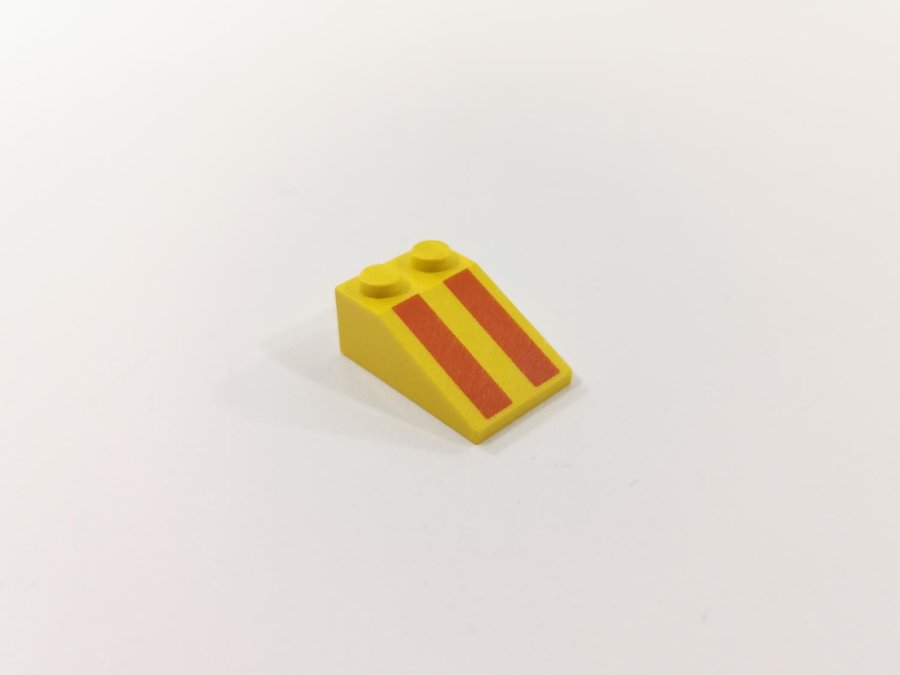 Lego - tryck - slope - 3x2 - 3298 - ränder - gul