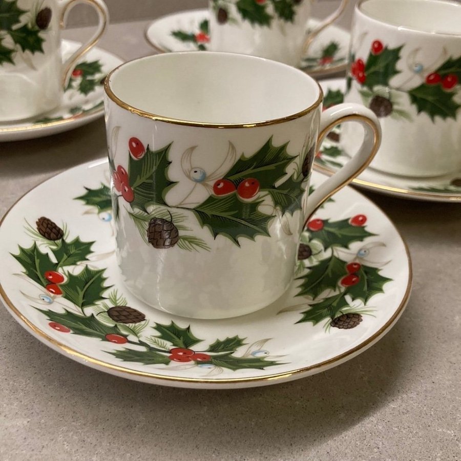 ROYAL GRAFTON England 6 st koppar med fat NOEL jul