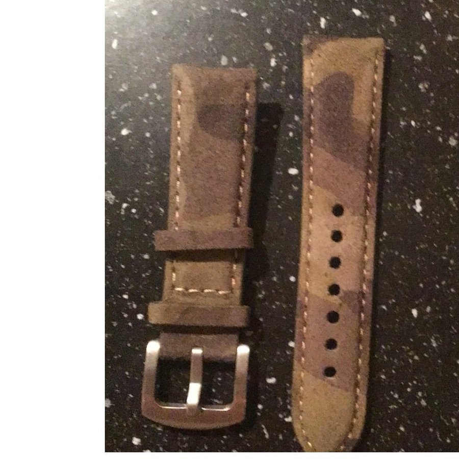 Suede Watch Strap 19mm, militärt kamouflage kamo