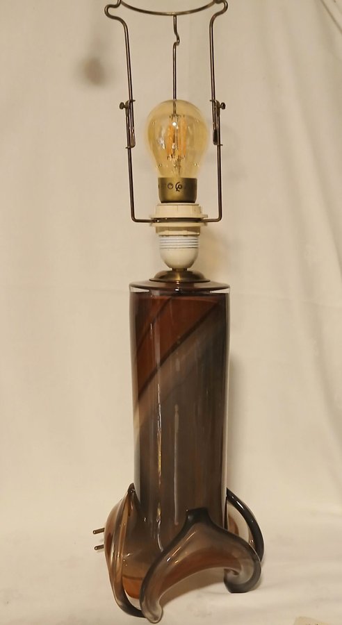 Stor bordslampa, Studio Åhus, konstglas, Hanne Dreutler, 1980, signerad