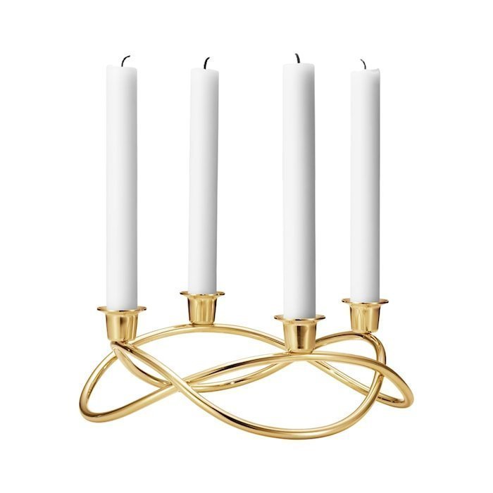 NY GEORG JENSEN SEASON Ljusstake 18 K GULDPLÄTERAT ROSTFRITT STÅL BLANK