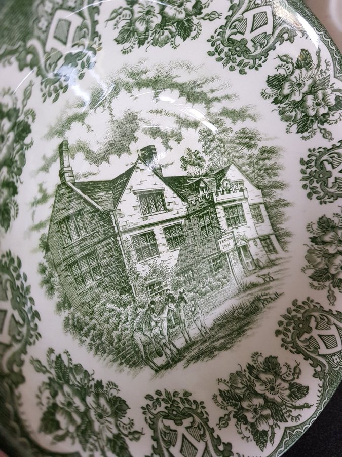 Old inns series djupa tallrikar frukostskålar Staffordshire England vintage