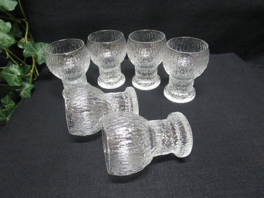 6 st. Snapsglas - Glas - "Kekkerit" - Timo Sarpaneva - Iittala