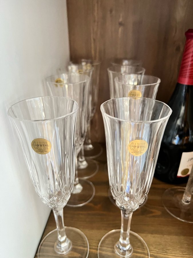 8 st. Italienska champagneglas Capri Crystal