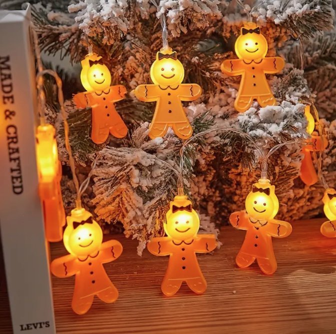 Jul-LED-ljusslinga med Pepparkaksgubbar 1,5 m 10 lampor Batteridriven