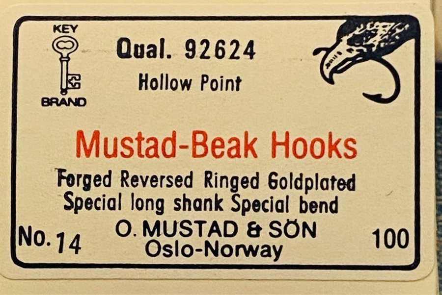 OBS Mustad guldplaterade special krokar Nr14 Qual 92624 100st i sin ask 