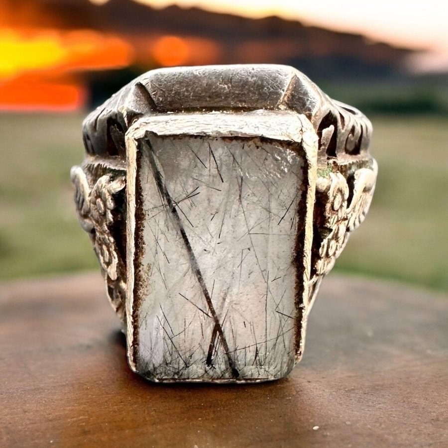 Antik Rutilkvarts Ring i Silver 149 grams