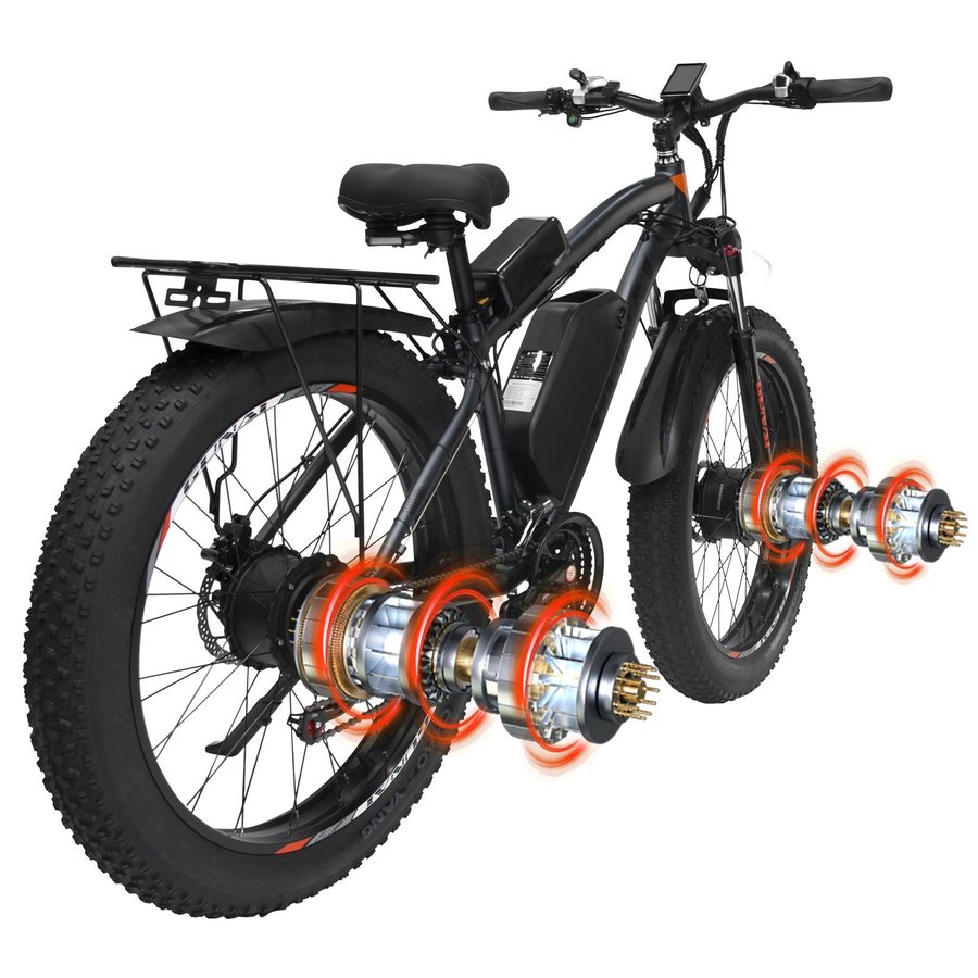 Vuxen Ebike 26 tum dubbelmotor mountainbike 55KM/H Skivbroms