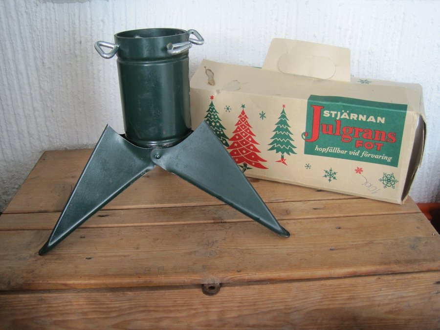 Vintage trebent julgransfot i originalförpackning Stjärnan Eskilstuna