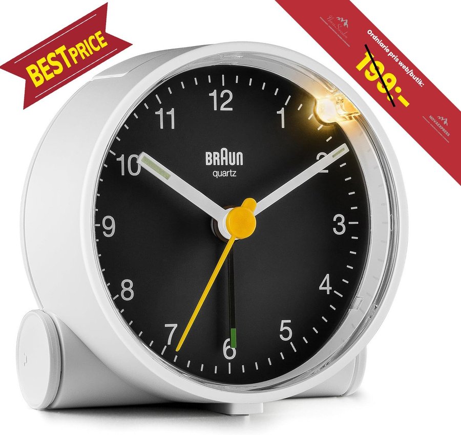 NY Braun klassisk analog klocka med snooze | BC01WB-DCF | Ord.pris 199kr