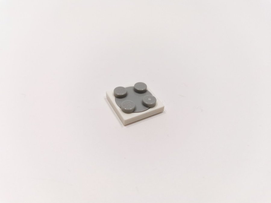 Lego - snurrplatta - 2x2 - part 3680 / 79 - vit / ljusgrå (bluish)