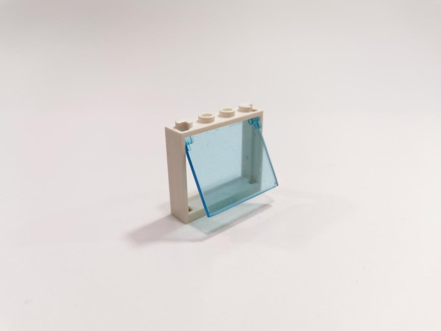 Lego - fönster - karm - 1x4x3 - part 60594 - vit / trans light blue